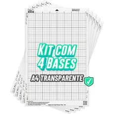 Kit 4 Base de Corte A4 Retrato - Transparente Compativel Silhouette Portrait e Cameo - Com Cola