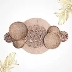 4 Peneiras De Palha +3 Aros +2 Leques - Composição Decoração