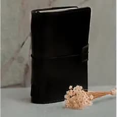 Kit 3 Cadernos 60 Folhas Sem Pauta De Bolso + Capa De Couro Midori Triplo Van Gogh