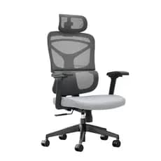 Cadeira de Escritório Astrella  Ergonômica com Apoio de Cabeça e Braços Pherkad Cinza
