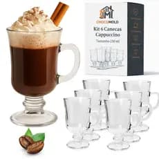 Jogo 6 Canecas Cappucino 230Ml Xícara Nespresso Cafeteria Dolce Gusto Café Leite Chá Vidro Transparente