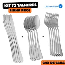 Kit Jogo 72 Talheres Aço Inox Faqueiro Garfos Facas e Colheres
