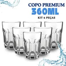 Jogo 6 Copos Jade 360ml Vidro Grosso Vitamina Bebidas Restaurantes