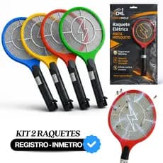KIT 2 Raquetes Profissional Bivolt 110v~220v Mata Mosca Elétrica Bateria Recarregável Pega Mosquitos Penilogos insetos