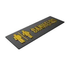 Placa Sinalização Banheiro, Acrílico espelhado
