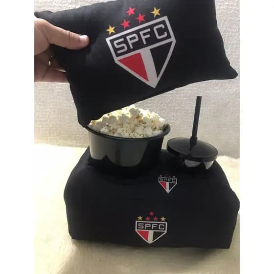 kit Almofada Porta Pipoca + almofada Decorativa SPFC