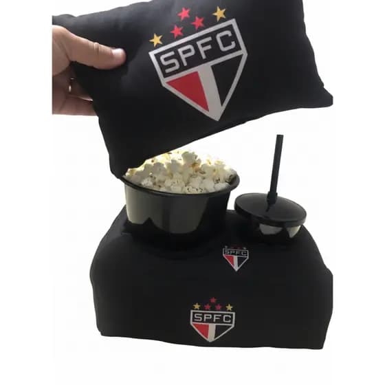 3 Kits Almofada porta Pipoca + Almofada Decorativa Times Campeonato Brasileiro