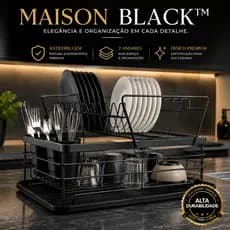 Escorredor de Louça 2 Andares Preto Fosco Antiferrugem Maison Black™