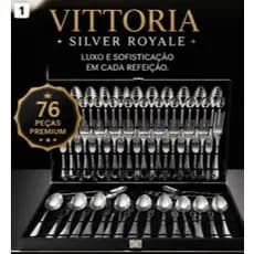 Faqueiro Vittoria Silver Royale 76 Peças em Aço Inox Polido com Estojo Luxo Premium | Talheres Sofisticados