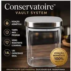 Pote Hermético Vidro 1,8 Litro Tampa Inox Vedação Hermética Organizador de Alimentos Mantimentos