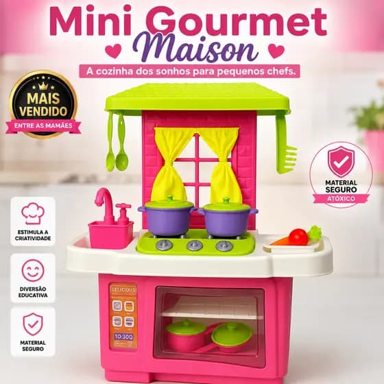 Mini Gourmet Maison Cozinha Infantil Completa com Fogão Pia Forno Utensílios Brinquedos Educativos