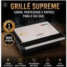 Sanduicheira Grill Elétrica Inox 1000W Antiaderente para Hambúrguer Carne e Lanches 127V