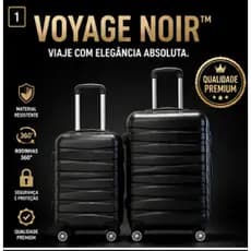 Kit 2 Malas de Viagem Bordo 18 e 20 Polegadas Preta Rodinhas 360° Resistente Voyage Noir™