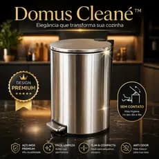 Lixeira Inox 12L com Pedal Domus Cleané™ Slim Compacta Anti Odor Design Moderno Cozinha Banheiro