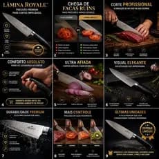 Faca Chef 33cm Aço Inox Premium Profissional Cabo Ergonômico Lâmina Royale™