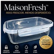 Pote Hermético de Vidro 1040ml com Tampa Vedada Antivazamento para Marmita e Alimentos