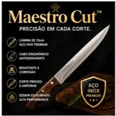 Faca para Churrasco 35cm Aço Inox Profissional Cabo Ergonômico para Cortes de Carne