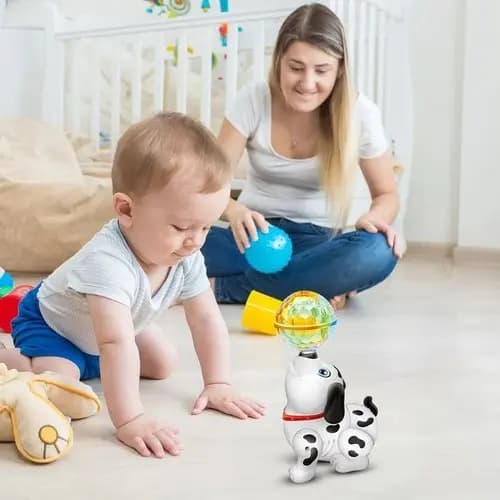 Brinquedo Cachorrinho Interativo Luz Som Movimento Rotacao 360 Graus Infantil Diversao