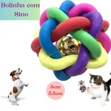 Bolinha Colorido com Sino, Brinquedo com Guizo para Pet Cachorro Gato