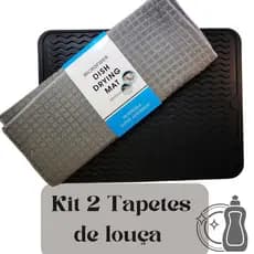 Kit Cozinha: Tapete Escorredor de Louça Microfibra e Protetor de Silicone para Panelas e Pratos