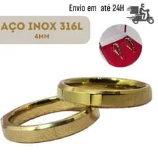Alianças Finas Douradas Liso - Para Noivado e Casamento | 4mm | Aço Inox 316L Luxo Premium
