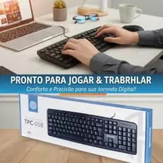 Teclado ABNT2 USB Com Fio Para Computador PC - Home Office Escritório Teclas Macias