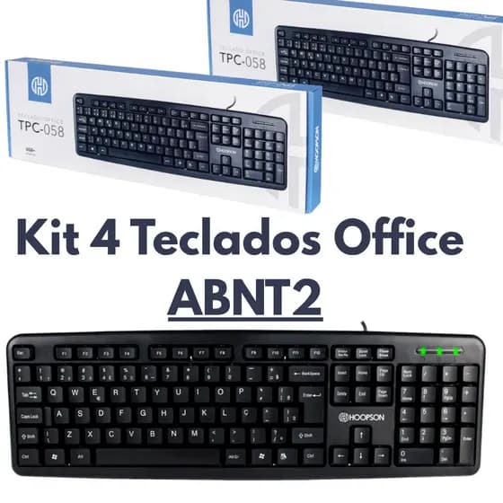 Teclado ABNT2 USB Com Fio 4 Unidades Para Computador PC Notebook Escritório Resistente Plug and Play