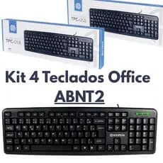 Teclado ABNT2 USB Com Fio 4 Unidades Para Computador PC Notebook Escritório Resistente Plug and Play
