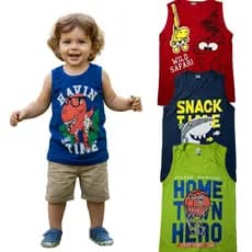 Kit 5 Camisetas Infantil Regata De Personagens Sortidos