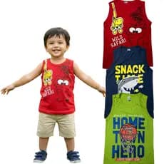 Kit 5 Regatas Infantil Masculina Estampada Desenhos Menino 2 à 8 Anos