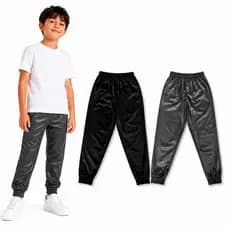 Kit 2 Calças Infantil Juvenil Preta e Cinza Escola Inverno Chimpa Flanelado Jogger