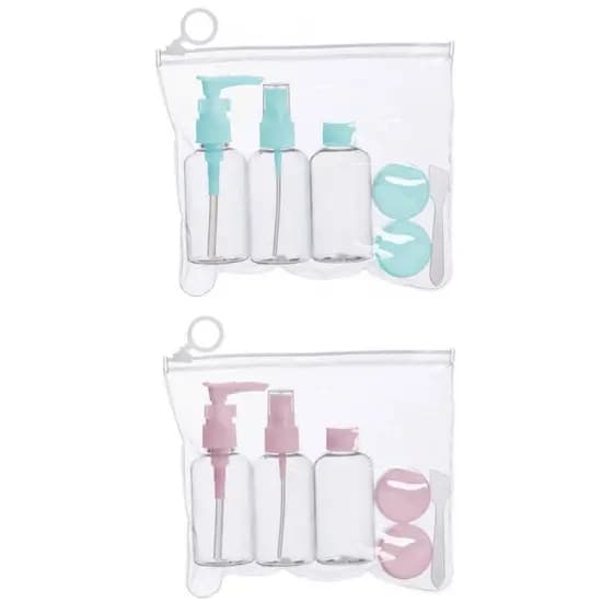Kit Com 2 Estojos Ziplock Para Viagem Com 7 Peças Em Cada (Necessaire Organizador)