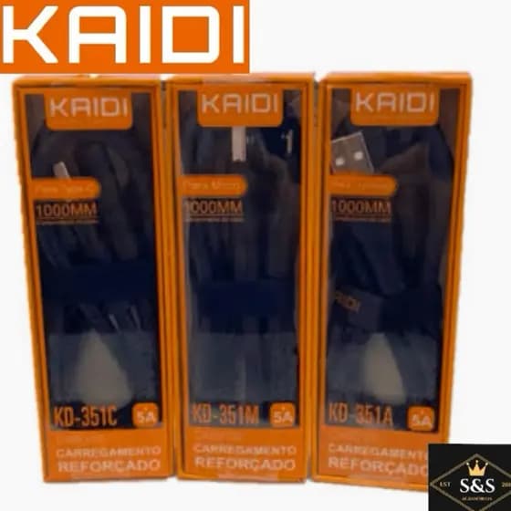 Cabo Kaidi Turbo 30W Super reforçado, Lightning / Tipo C / Micro USB