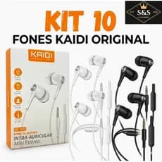 Kit 10 fones de ouvido Kaidi Brasil resistente 100% original com microfone e isolamento acústico e controle de chamadas