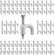 KIT 200 GRAMPO FIXA FIO CABO COAXIAL MIGUELO 5MM BRANCO