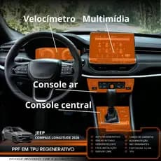Película PPF Proteção Kit Interior Completo Compass Longitude T270 2024 2025 2026 Transparente TPU