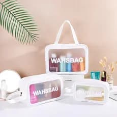 Kit 1/3 Necessaire Maquiagem Transparente WashBag A Prova De Água