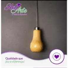 Furador Agulhão  p/ Couro, Papel, Tecido  EVA |Cabo de Madeira Ergonômico |Encadernação e Artesanato