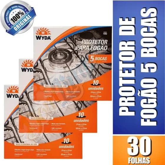 Kit 3 Protetor de Fogão Wyda 5 Bocas – 10 Und por Pacote