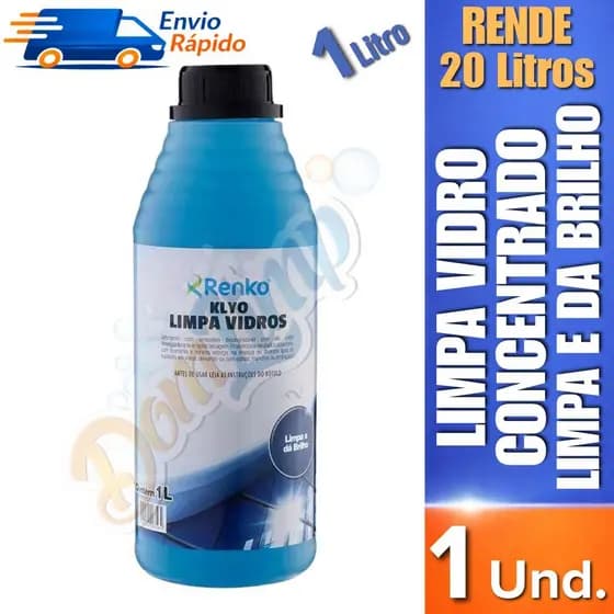 Limpa Vidros Concentrado Klyo Renko 1L Profissional para Vidros e Espelhos