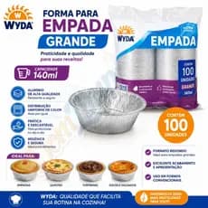 Forma para Empada Grande Wyda 140ml com 100 Unidades – Forma de Alumínio Descartável