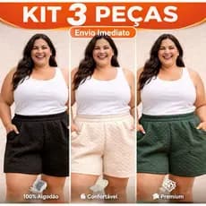 ⚡️KIT COM 3 LINDOS SHORT'S PLUS SIZE ⚡️