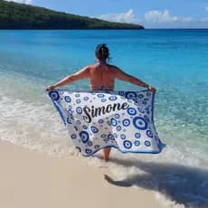 Canga Pareô Saída de Praia e Piscina Personalizada com nome Olho Grego