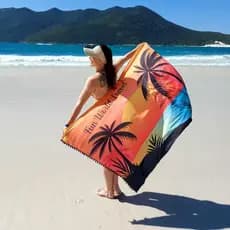 Canga Pareô Saída de Praia e Piscina Personalizada com Nome Coqueiro Duplo