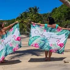Canga Pareô Saída de Praia e Piscina Personalizada com Nome Flamingo