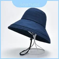 Moda Feminina Verão Chapéu De Sol Com Aba Grande Algodão Linho Uv Guarda-Dobrável Praia Boné