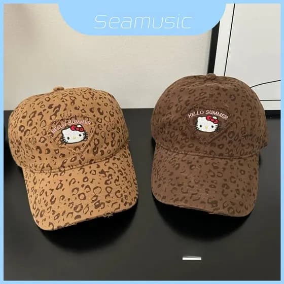 Boné De Beisebol Bordado Com Padrão De Leopardo Aba Curva Para Guarda-Sol E Uso Casual