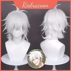 Gojo Kaisen Jujutsu Satoru Peruca Cosplay Curta Branca Seda De Alta Temperatura Para Entusiastas De Fantasias