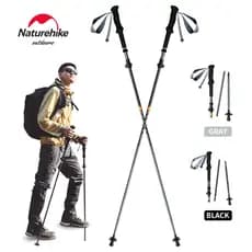 Naturehike Trekking Polos 5 Seções Long Wind UL/Pro Fibra De Carbono 7075 Liga De Alumínio Dobrável Teleskópico Bengala