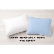 Travesseiro + 1 Fronha Bebê Infantil 30x40cm Algodão Macio Antialérgico Soninho Criança Berço Macio Confortável